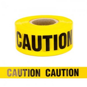 Tape barrier CAUTION blk on yel 75mmx250M