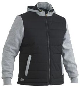 Bisley Hoodie Contrast Puffer Flex & Move Fleece Black BJ6944