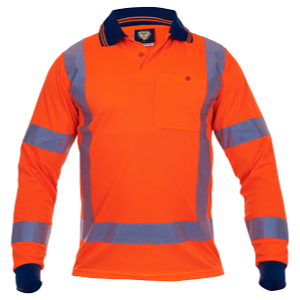 Caution Polo TTMC Orange Microfibre Long Sleeve