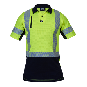 Caution Polo Yellow/Black Short Sleeve D/N Hi Vis PCP1261