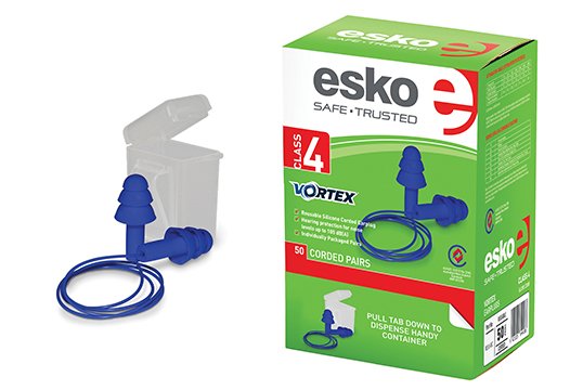 Esko Vortex Class 4 Earplug Reusable Corded 22dB