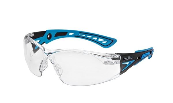 Bolle Rush+ Small Blue Temple Clear Lens Safety Glasses