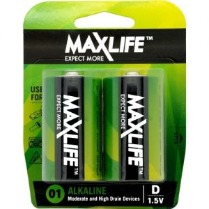 Maxlife Batteries D Alkaline 2pk