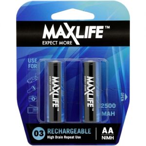 Batteries Maxlife AA Rechargeable 2pk NIMH 2500MAH