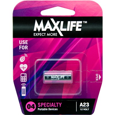 Maxlife Batteries A23 Alkaline 12V single pack