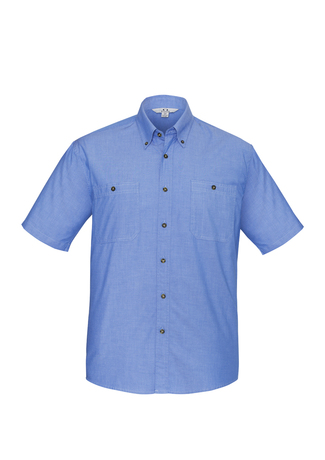 Biz-Collection Men's Chambray Short Sleeve Shirt Wrinkle Free SH113