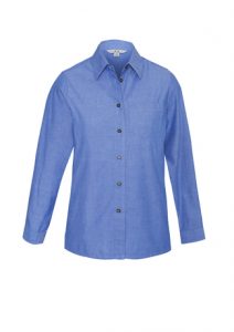 Biz-Collection Ladies Chambray Long Sleeve Shirt Wrinkle Free LB6201