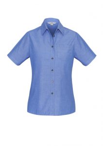 Biz-Collection Ladies Chambray Short Sleeve Shirt Wrinkle Free LB6200