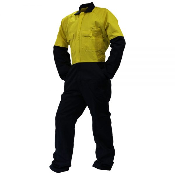 Safe-T-Tec Overall Yellow/Navy Cotton