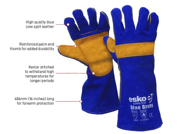Esko Premium Welders Gloves Brute Blue/Gold - Image 2