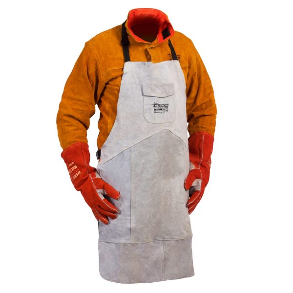 Chrome Leather Welders Apron FUSION Kevlar Stitched High quality cow split leather Chest pocket - new feature Sewn with DuPont Kevlar