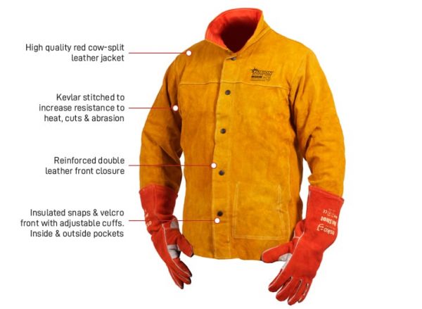 Chrome Leather Welders Jacket Fusion Red