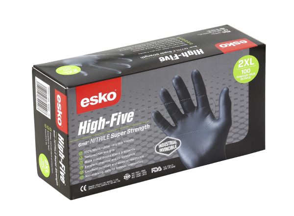 Esko Nitrile Heavy Duty Industrial Disposable Gloves – High Five Black