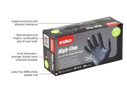 Esko Nitrile Heavy Duty Industrial Disposable Gloves – High Five Black 100/box