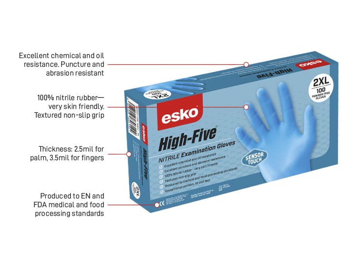Esko Gloves Nitrile High Five Sensor Touch Box100 Safety1st
