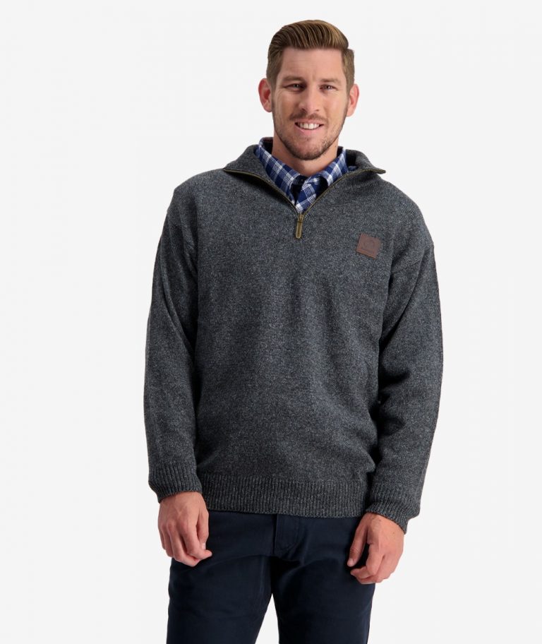 Jersey Swanndri Men's Mariner Wool Zip Neck Sweater - Safety1st