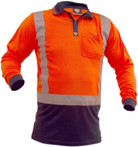 Caution Hi-Vis D/N Polo Long Sleeve Orange/Navy PCP1213