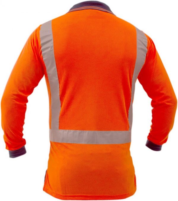 Caution Hi-Vis D/N Polo Long Sleeve Orange/Navy PCP1213 - Image 2