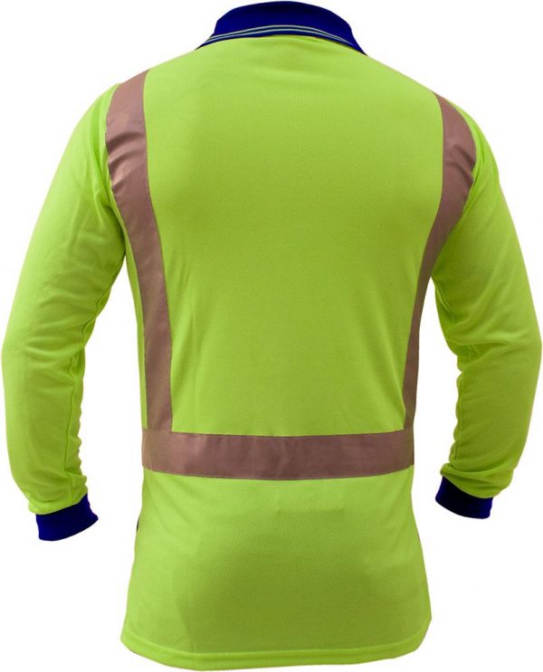 Caution Hi-Vis Yellow/Navy Polo Long Sleeve D/N PCP1213 - Image 2