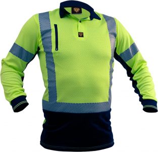 Caution Polo Yellow/Black Hi-Vis D/N Long Sleeve PCP1263