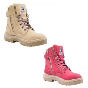 Steel Blue Southern Cross Ladies Zip Safety Boot – Sand or Pink