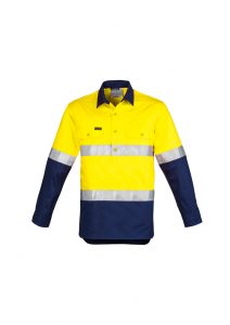 Syzmik Men’s Hi-Vis Closed Front L/S Shirt – Hoop Taped