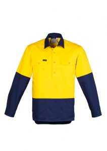 Syzmik Long Sleeve Hi Vis Shirt Mens Closed Front