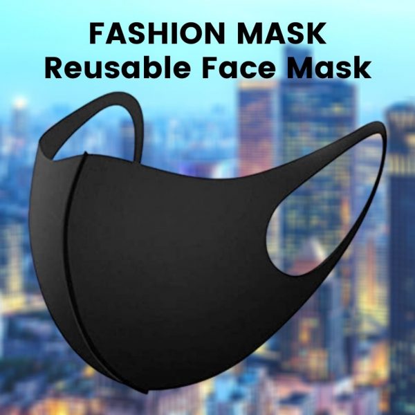 Reusable Washable Fabric Face Mask - Black - Image 2