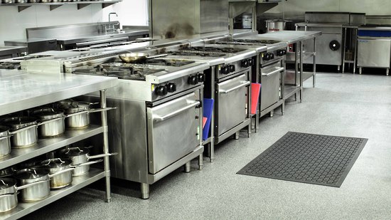 Anti-fatigue mats in a kitchen