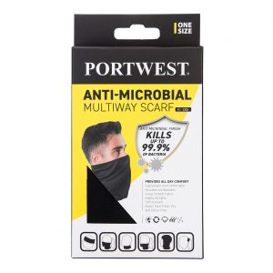 Portwest Anti-Microbial Multiway Scarf Black