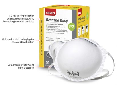 Dust Mask Breathe Easy Non Valve P2 20/box