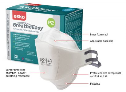 Esko Breathe Easy P2 Flat Fold Non-Valved Mask – Box(20)
