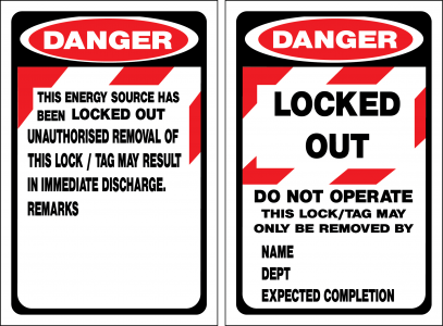 Lockout Tag – Danger Locked Out- 90x135mm PKT(25)