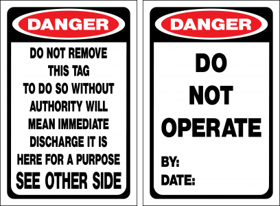 NT Lockout Tag – Danger Do Not Operate – 90x135mm PKT(25)