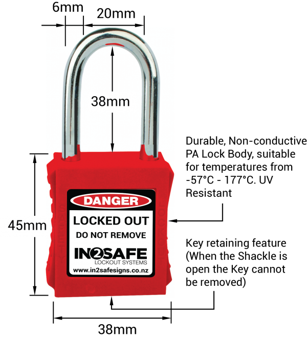 IN2SAFE Lockout Padlock - Standard - Keyed Alike