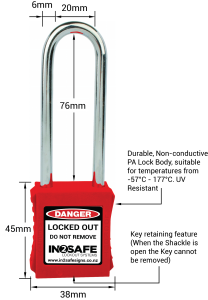IN2SAFE Lockout Padlock – Long – Keyed Different