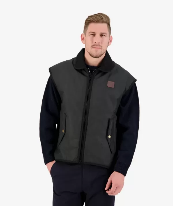 Swanndri Foxton Wool Lined Men's Oilskin Vest Brown - Image 2
