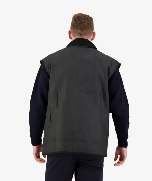 Swanndri Foxton Wool Lined Men's Oilskin Vest Brown - Image 3