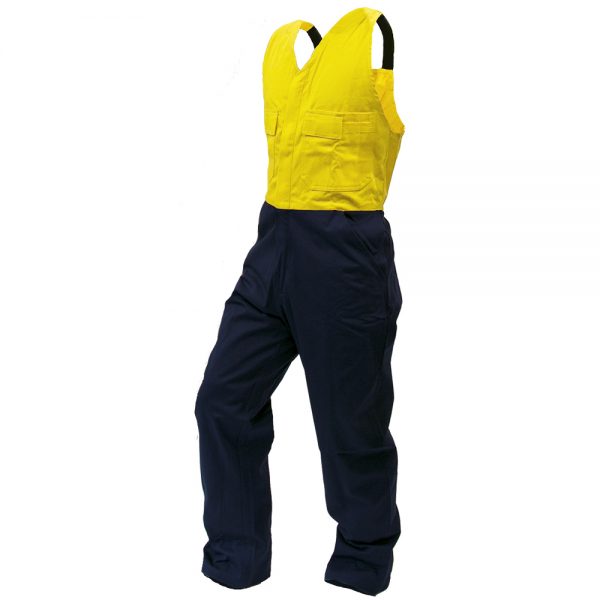 Safe-T-Tec Overall Bib Easy Action Zip Yellow/Navy Cotton 300gsm