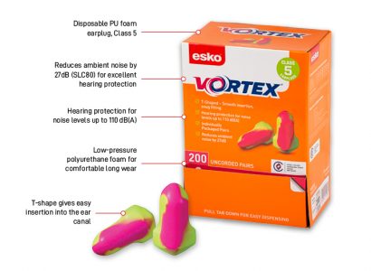 Esko Vortex Earplugs T-Shaped Uncorded 200pr