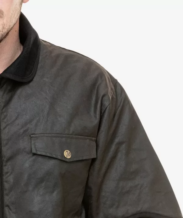 Swanndri 3/4 Sleeve Brown Oilskin Men's Jacket - Image 5