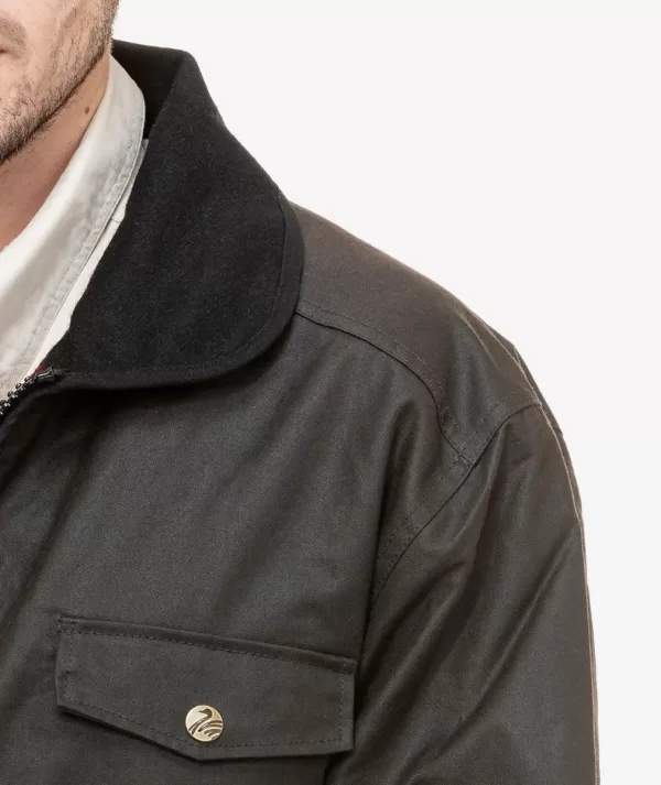 Swanndri Waimak Oilskin Men's Jacket Brown with Wool Lining - Image 3