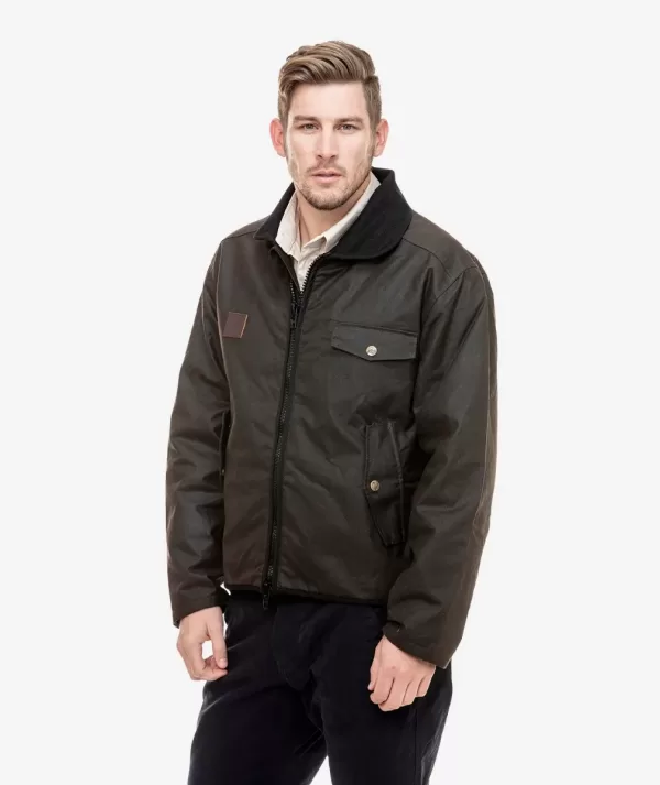 Swanndri Waimak Oilskin Men's Jacket Brown with Wool Lining