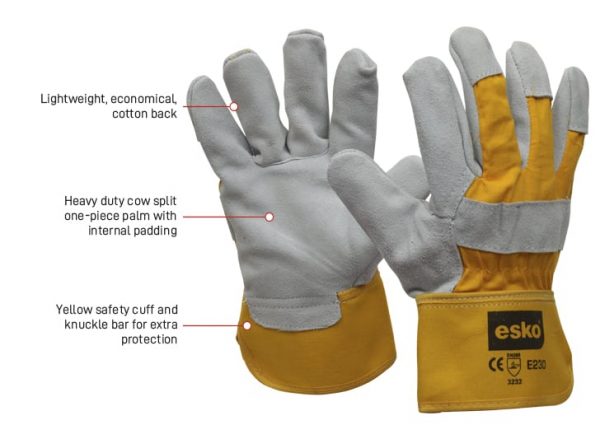 Esko Glove Cotton/Split Leather Riggers - One Size