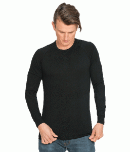 Brass Monkey Merino Thermal Long Sleeve Crew Black S – 10XL