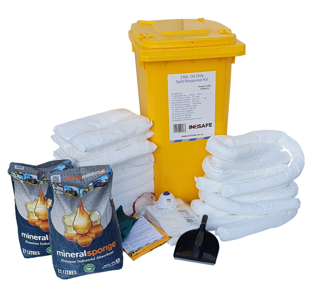 IN2SAFE Oil Only 240L Mobile Spill Kit (Wheelie Bin) Safety1st