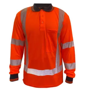 Polo Shirt Hi Vis 140gsm TTMC D/N Long Sleeve Orange 801179