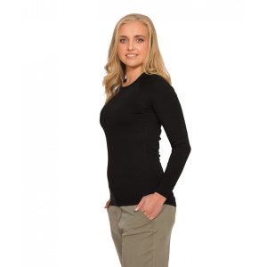 Brass Monkey Womans Merino Long Sleeve Crew Black S – 3XL