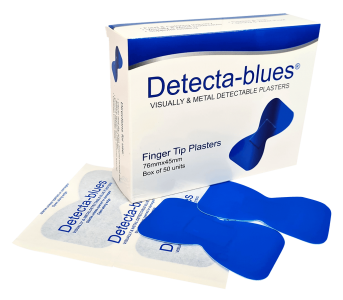 Blue Plasters Metal Detectable Finger Tip Pkt 50