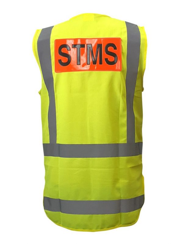 Caution STMS Vest Short Sleeve Safety Fluro Yellow - Image 2